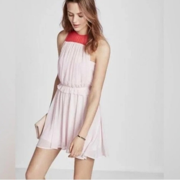 EXPRESS Chiffonn Pink and Red Sleeveless Dress Size Large - Picture 2 of 10